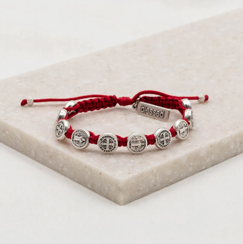 MSMH Benedictine Blessing Silver Bracelet- Red