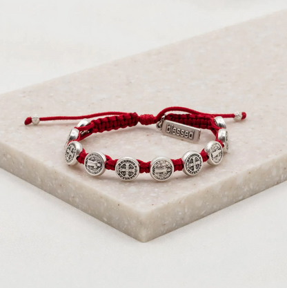 MSMH Benedictine Blessing Silver Bracelet- Red