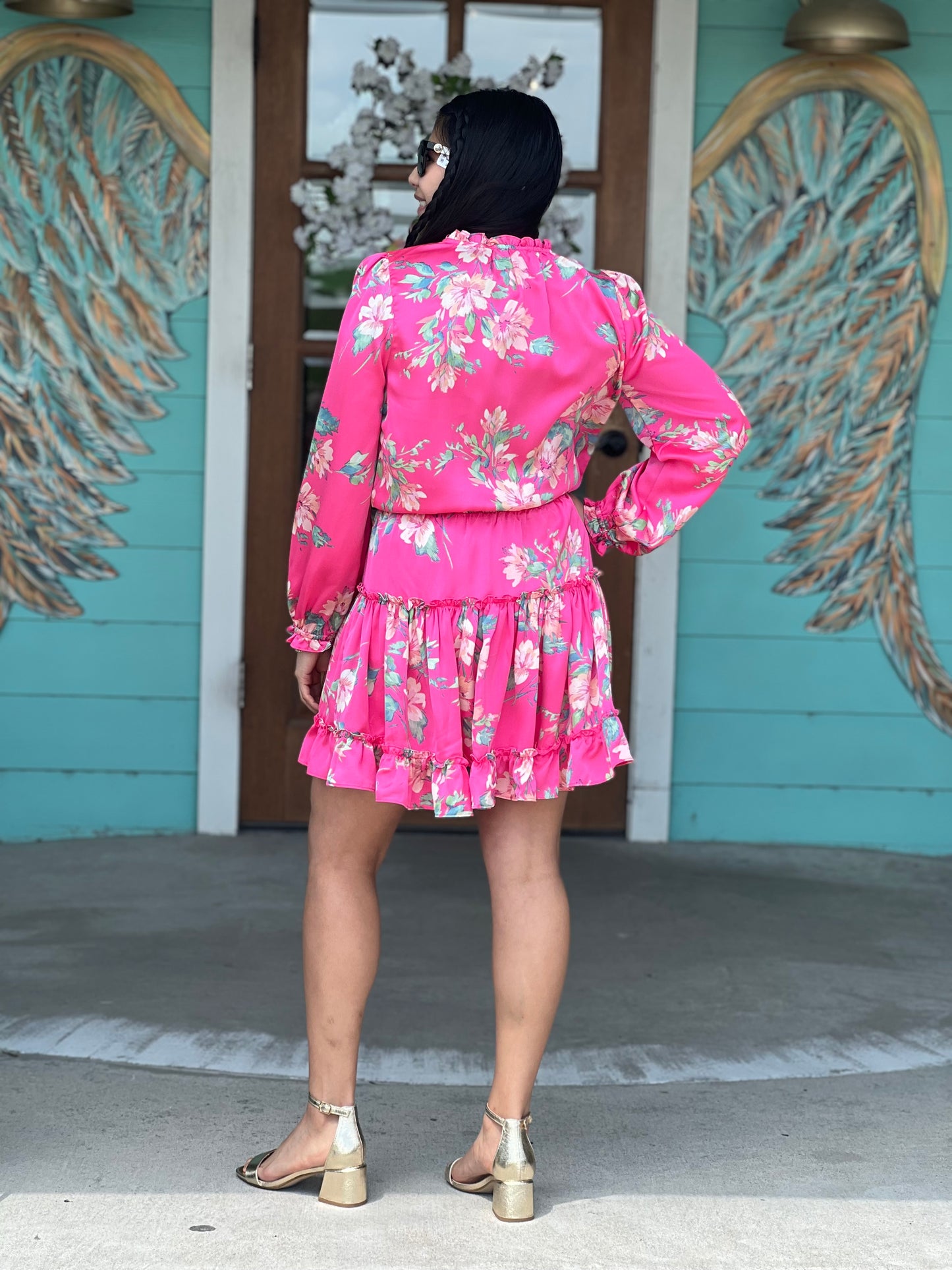 Pink Magnolia Floral Print Dress