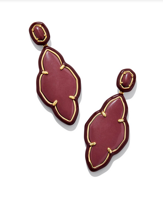 Kendra Scott Abbie Enamel Frame Statement Earring Gold Maroon Magnesite