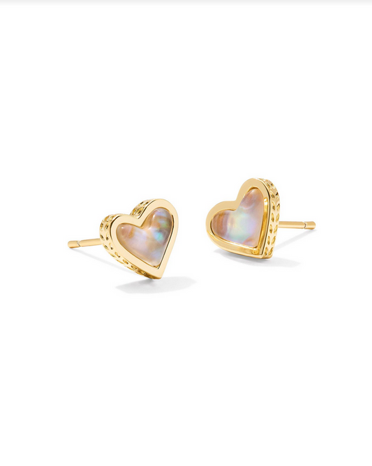 Kendra Scott Framed Ari Heart Stud Earring Gold Iridescent Abalone