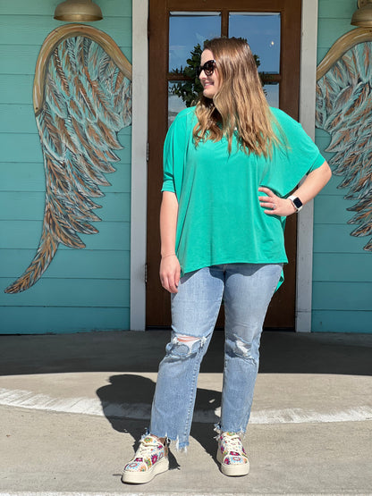 Emerald Green Dolman Tunic Top