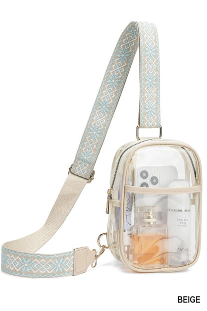 Clear Sling Bag w/Guitar Strap