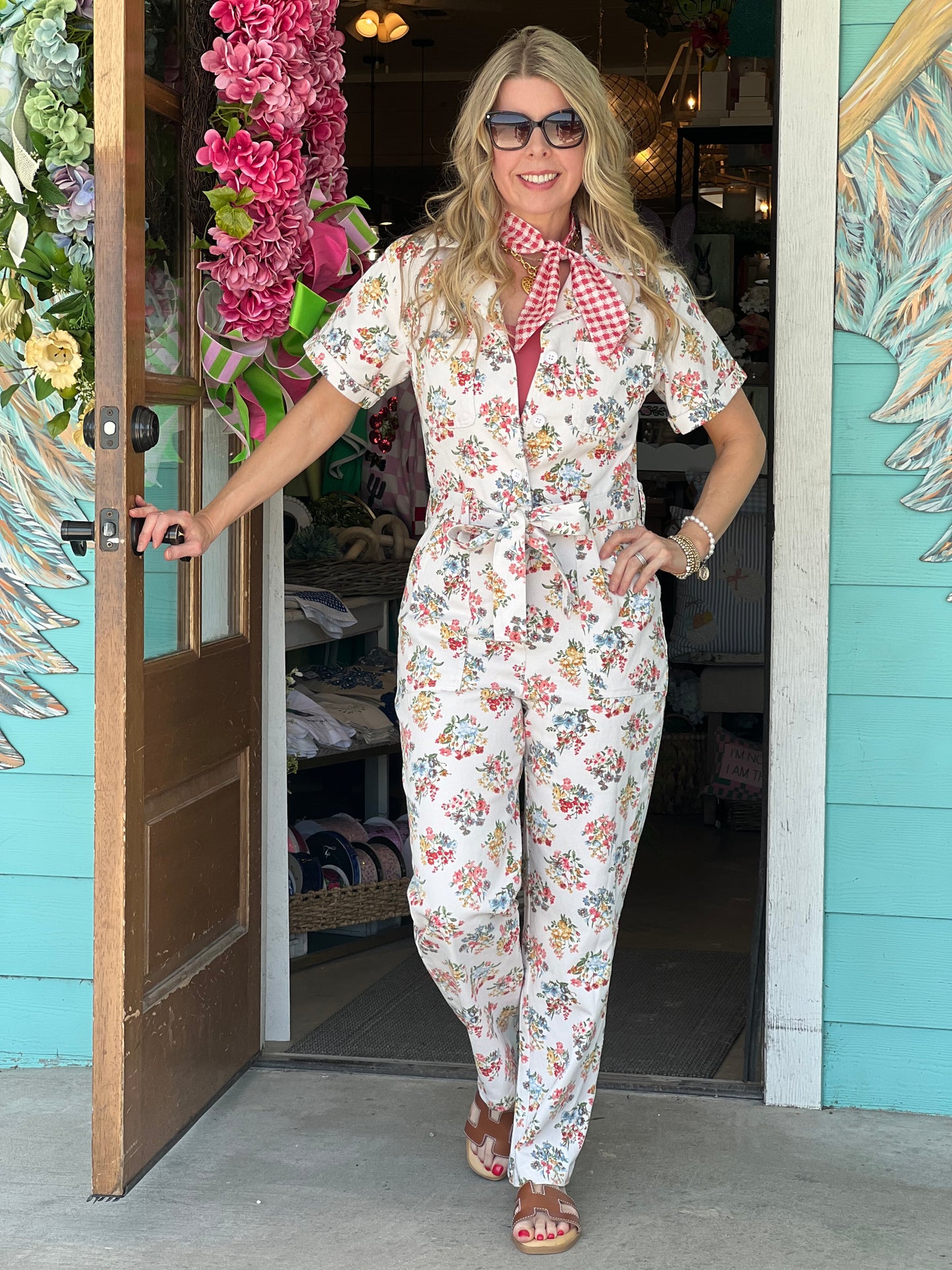 Ivory Floral Print Jumpsuit