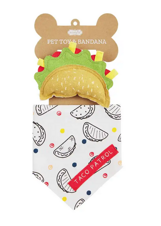 Taco Pet Toy Bandana Set