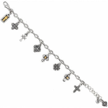 Brighton 2-Tone Eternity Cross Charm Bracelet