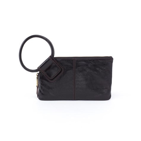 Hobo Sable Black Leather Wristlet