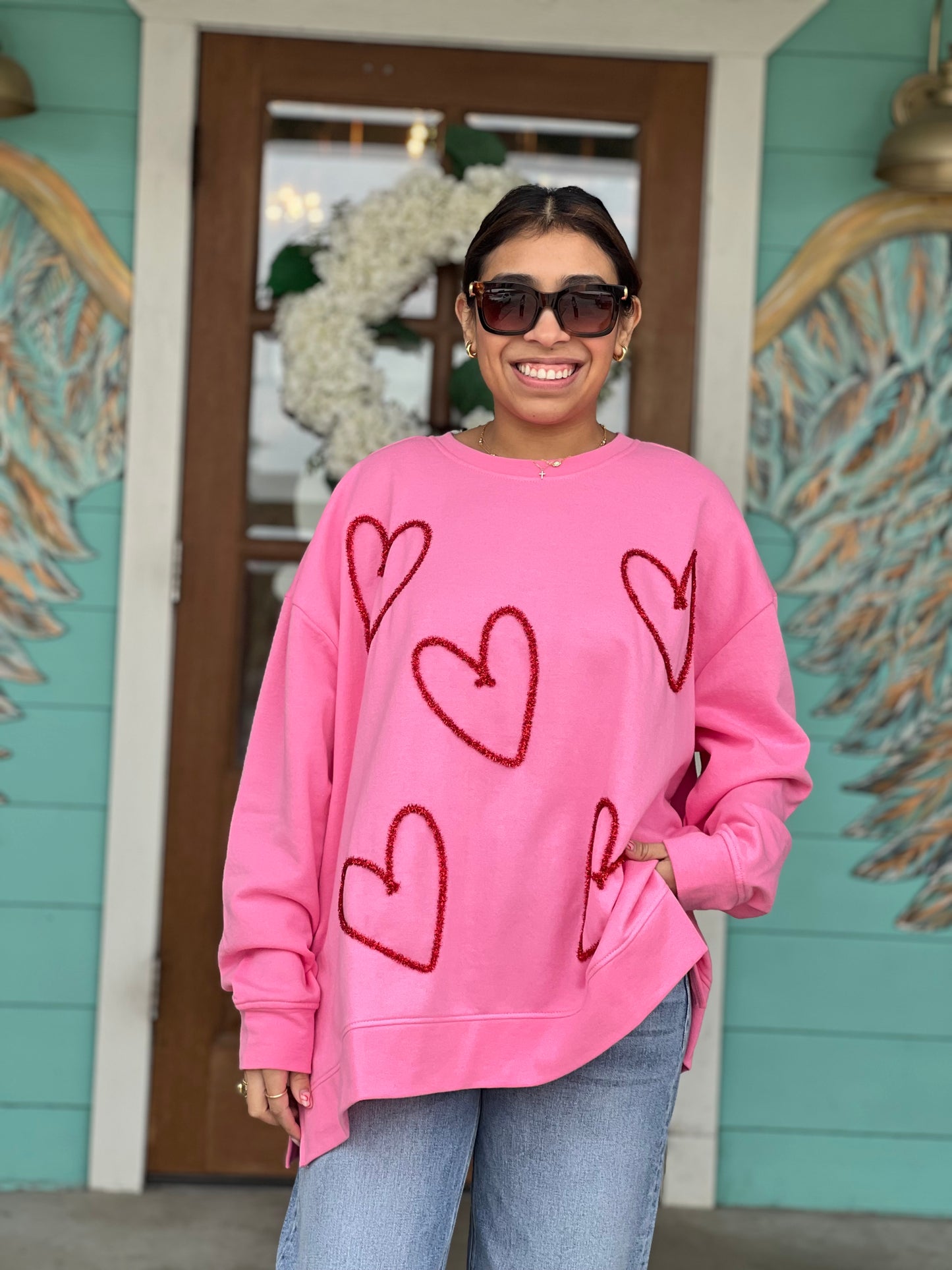 Valentine Sprinkle SweatShirt-BLUSH-One Size