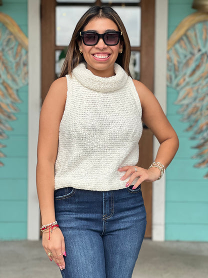 Ivory Cowl Neck Sleeveless Top