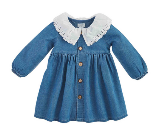 Toddler Eyelet Collar Denim Dress