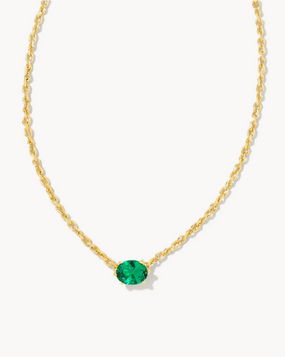 Kendra Scott Cailin Necklace Green Crystal on Gold (MAY)