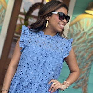 Periwinkle Eyelet Dress