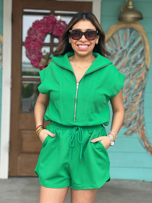 Kelly Green Sporty Romper
