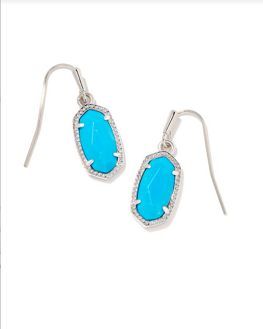 Kendra Scott Lee Earrings Silver Bright Blue Magnesite