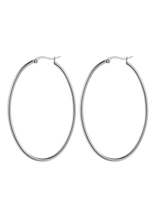 HJane Silver Oval Hoops