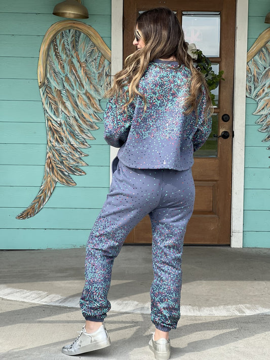 Queen of Sparkles Grey Scattered Sequin Jogger