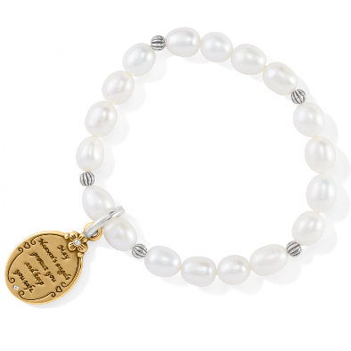 Brighton 2- Tone Guardian Angel Pearl Stretch Bracelet