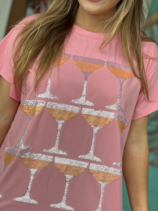 Queen of Sparkles Pink ChampagneTower Tee