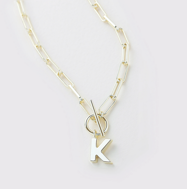 Natalie Wood Toggle Initial Necklace Gold