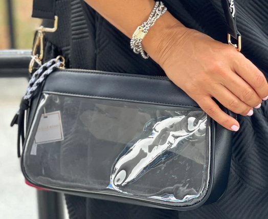 Black 2 Way Clear Spectator Shoulder Bag