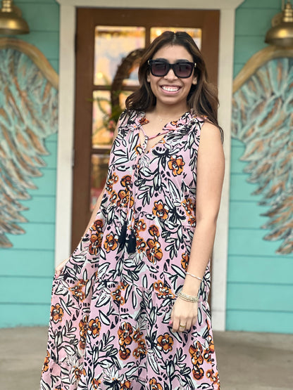 Magnolia Print Maxi Dress