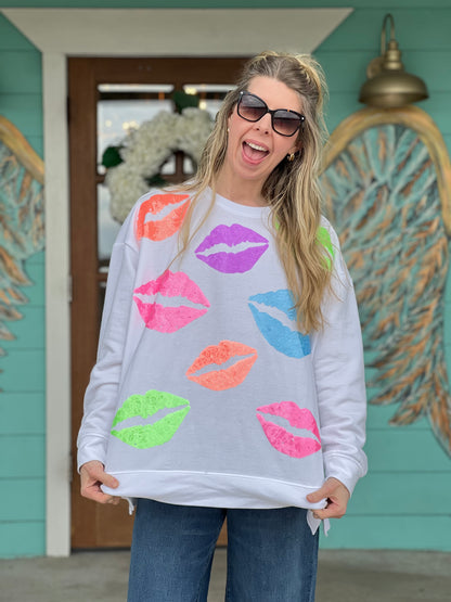 Valentine Sprinkle SweatShirt-WHITE-One Size