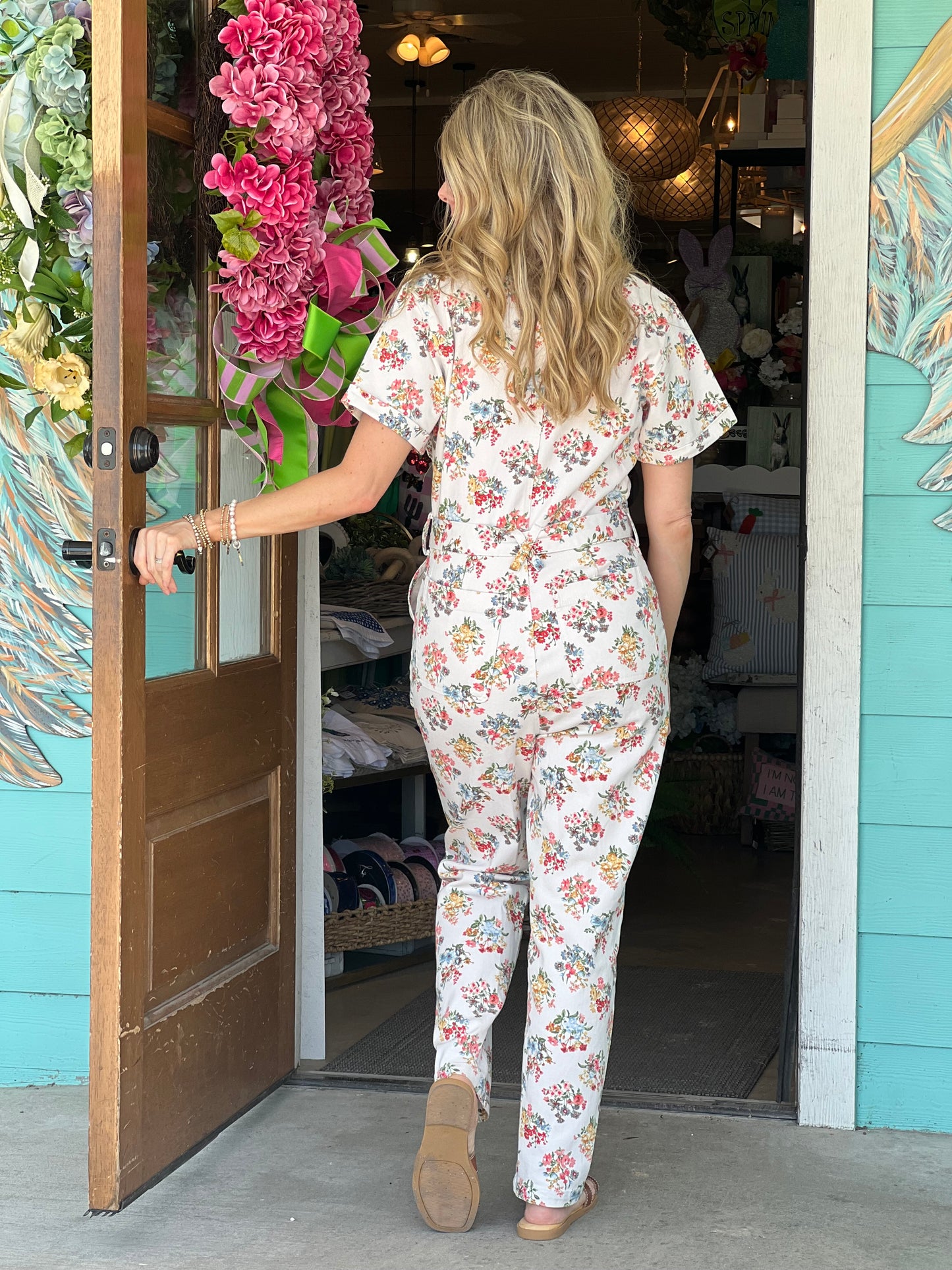 Ivory Floral Print Jumpsuit
