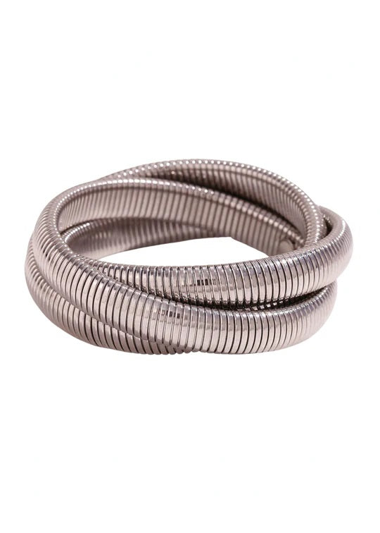 HJane Silver Multi Layer Tube Bracelet