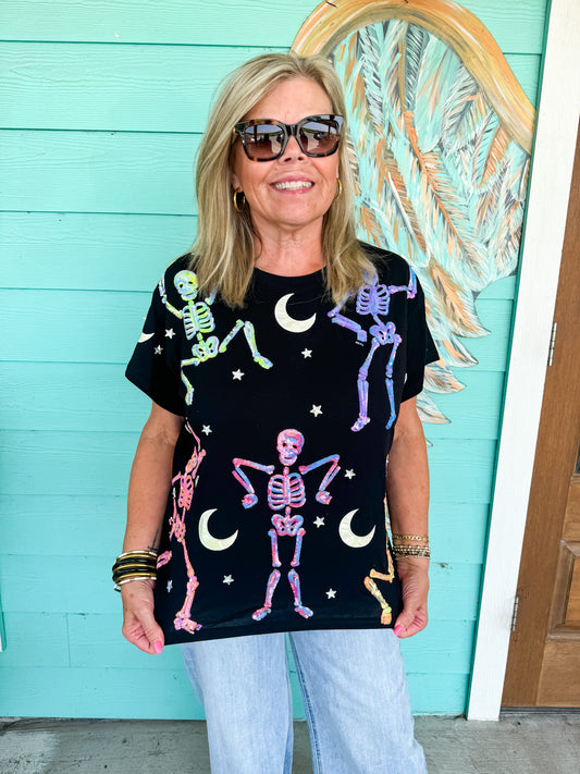Queen of Sparkles Dancing Skeletons Tee