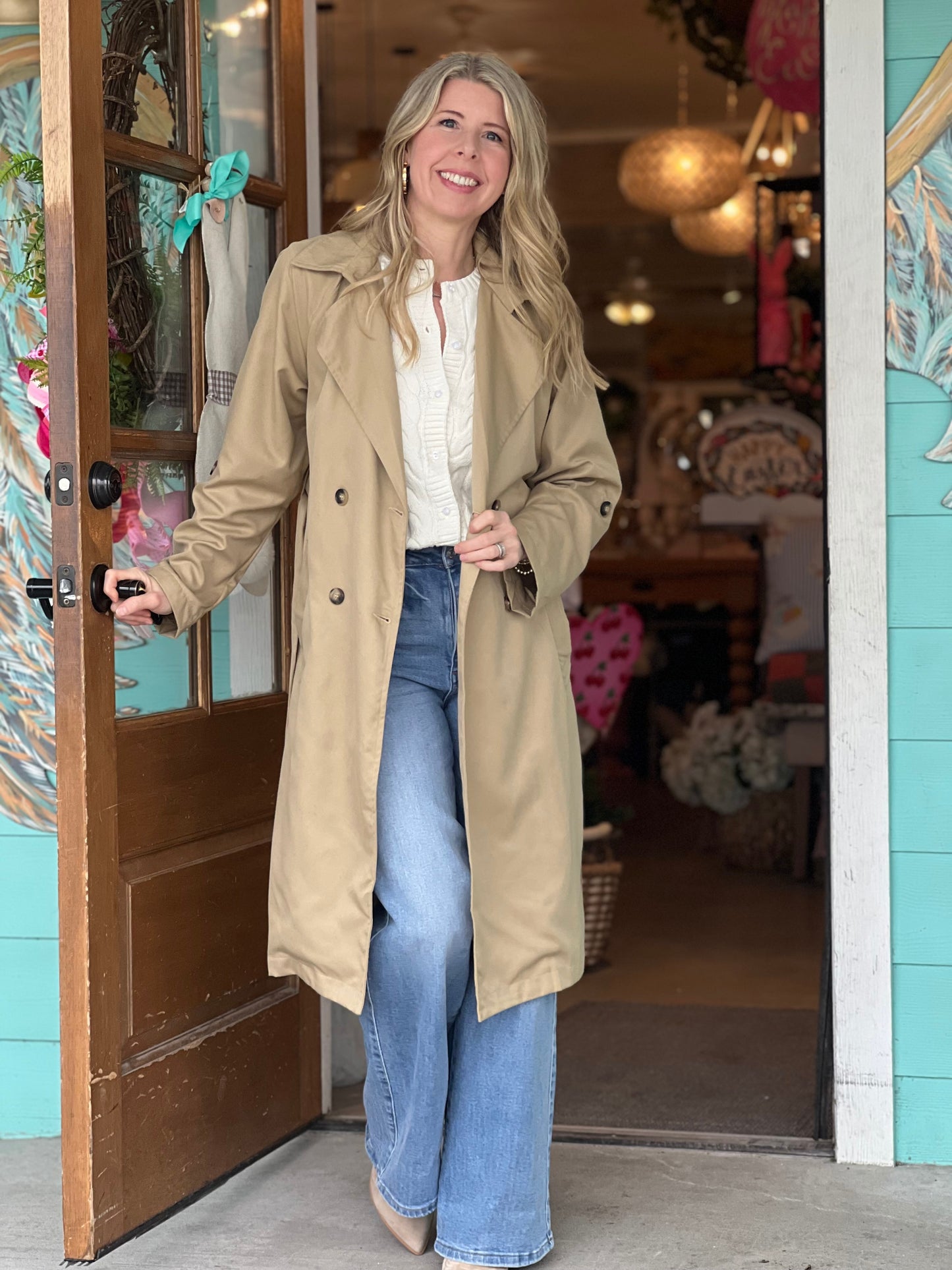 Khaki Double Breasted Trench Coat