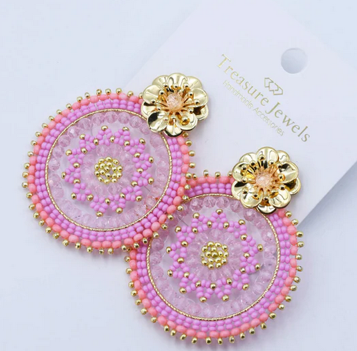 Treasure Jewels Eternal Flower Pink Earring