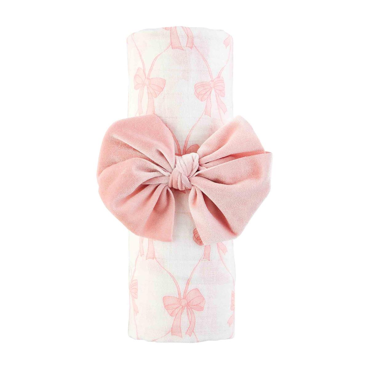 Pink Bow Swaddle & Hair Bow Set