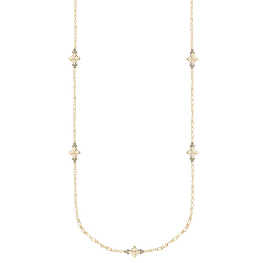 Natalie Wood Believer Cross Station Necklace Gold