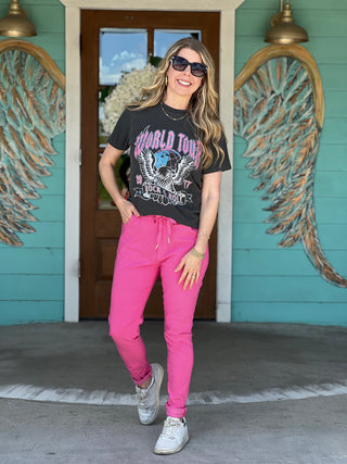 The Travel Hot Pink Crop Pant