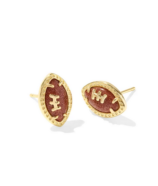 Kendra Scott Football Stud Earring Gold Orange Goldstone