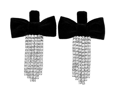 Velvet Bow Earrings Black