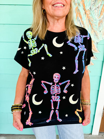 Queen of Sparkles Dancing Skeletons Tee