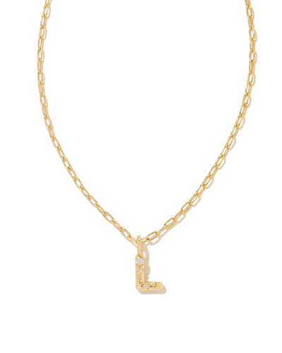 Kendra Scott Crystal Letter L Necklace Gold