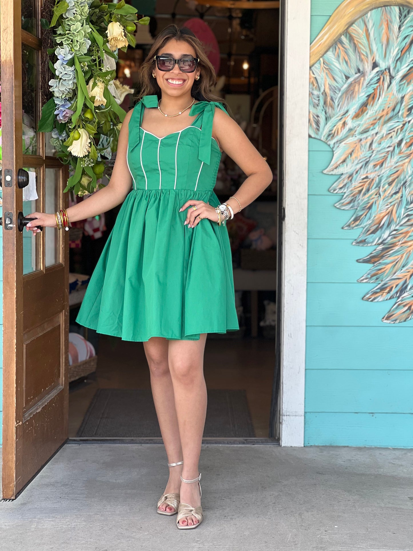 Green Scallop Candice Mini Dress