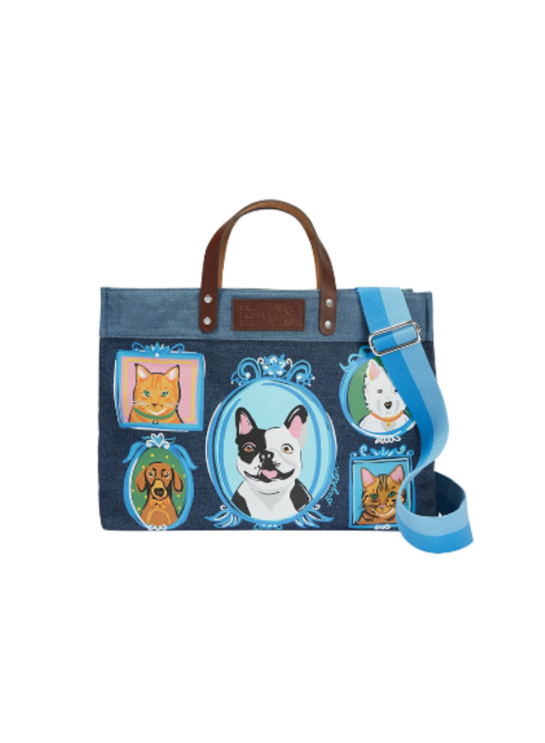 Brighton Fur Family Denim Tote w/ Strap