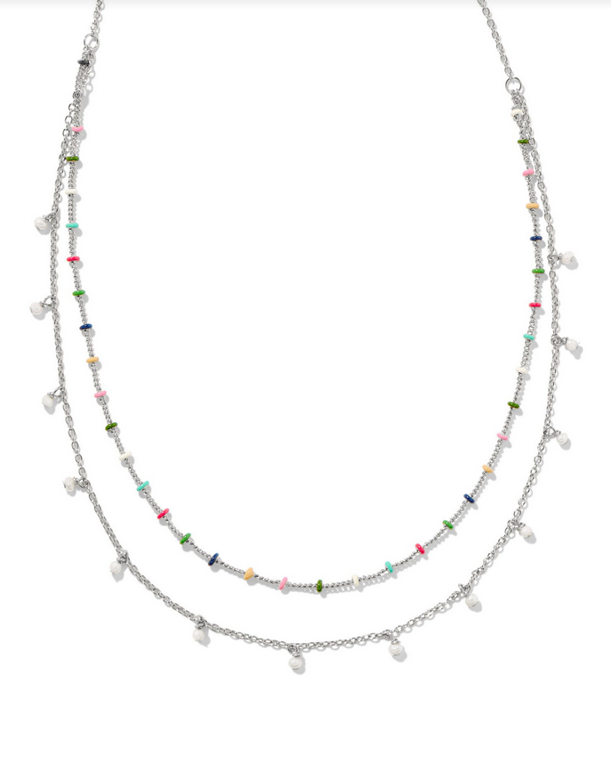 Kendra Scott Eve Multi Strand Necklace Rhod Multi Mix